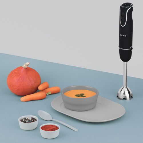  H.Koenig MIX50 Handmixer / Edelstahl-Klingen / Soft Touch Beschichtung / 750 W / schwarz