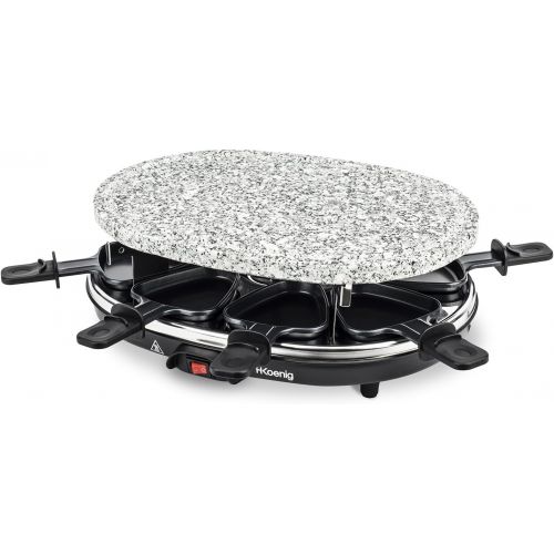  H.Koenig RP85 Raclette 8-Person Grill with Granite Stone, 900 Watt