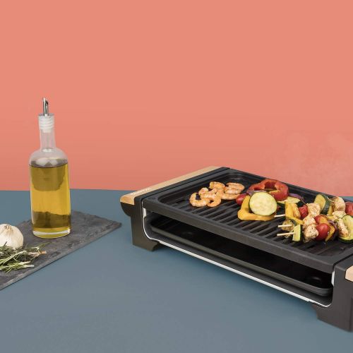  H.Koenig RP320 Barbecue Elektro-Tischgrill / Marmor-Grillplatte / Grillrost / 1300 W / Holzgriffe