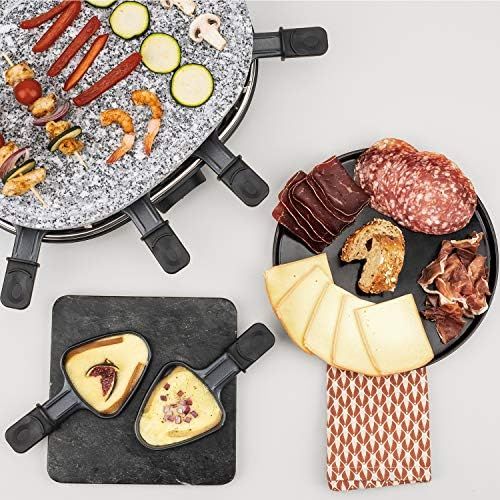  H.Koenig RP85 Raclette-Gerat / 8 Personen / Naturstein-Grillplatte / mit Pfannchen / 900 W / schwarz