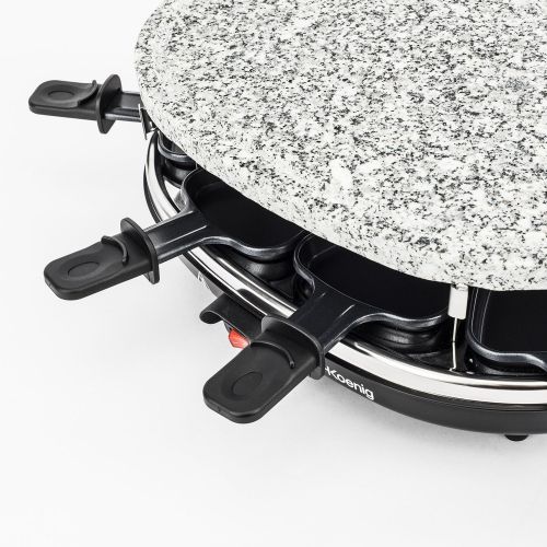  H.Koenig RP85 Raclette-Gerat / 8 Personen / Naturstein-Grillplatte / mit Pfannchen / 900 W / schwarz