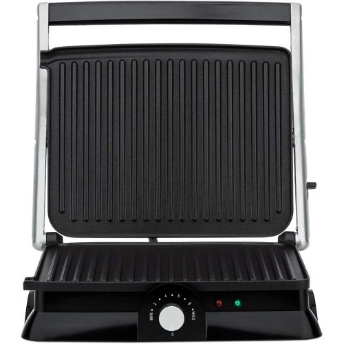  H.Koenig GR20 Kontaktgrill / vollstandig aufklappbar / Antihaft-Beschichtung / stufenlose Temperatureinstellung / 2000 W / Edelstahl / silber