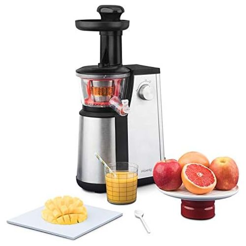  H.Koenig GSX12 Entsafter / Slow juicer / 1 L Fassungsvermoegen / 400 W / Tropfstopsystem / mit Tresterbehalter / Edelstahl / schwarz