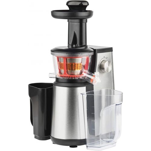  H.Koenig GSX12 Entsafter / Slow juicer / 1 L Fassungsvermoegen / 400 W / Tropfstopsystem / mit Tresterbehalter / Edelstahl / schwarz