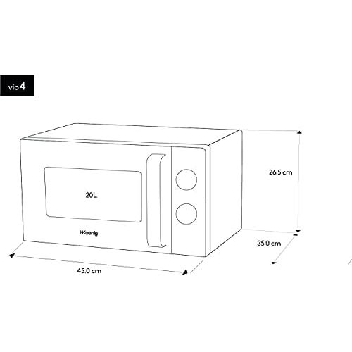  H.Koenig VIO4 Mikrowelle / 20 L / Drehteller 24,5 cm / 6 Garstufen / 700 W / Timer