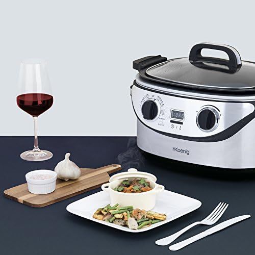  H.Koenig H.KOENIG SLCOOK30 Mulifunktions Slow Cooker/Kochfunktion / 7 vorprogrammierte Funktionen / 60°C bis 220°C / 5.6 L / 1350 W/silber, 5.6 liters, grau/schwarz