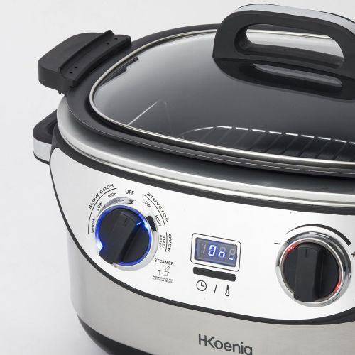  H.Koenig H.KOENIG SLCOOK30 Mulifunktions Slow Cooker/Kochfunktion / 7 vorprogrammierte Funktionen / 60°C bis 220°C / 5.6 L / 1350 W/silber, 5.6 liters, grau/schwarz