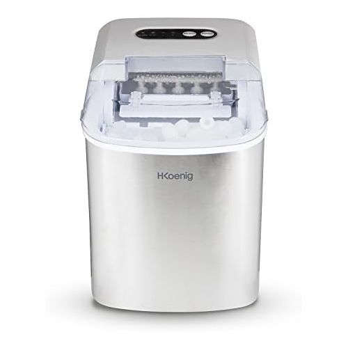  H.Koenig KB14 Eiswuerfelmaschine / Eismaschine / 12kg Eiswuerfel / Produktionszeit 6 - 13 Minuten / 2 Eiswuerfel-Groessen / ohne Wasseranschluss / 150 W / Edelstahl / silber