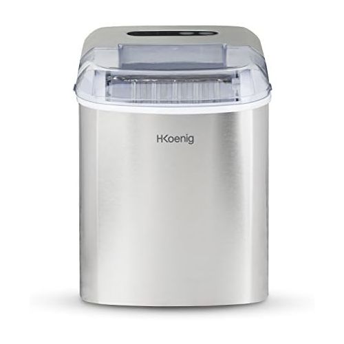  H.Koenig KB14 Eiswuerfelmaschine / Eismaschine / 12kg Eiswuerfel / Produktionszeit 6 - 13 Minuten / 2 Eiswuerfel-Groessen / ohne Wasseranschluss / 150 W / Edelstahl / silber