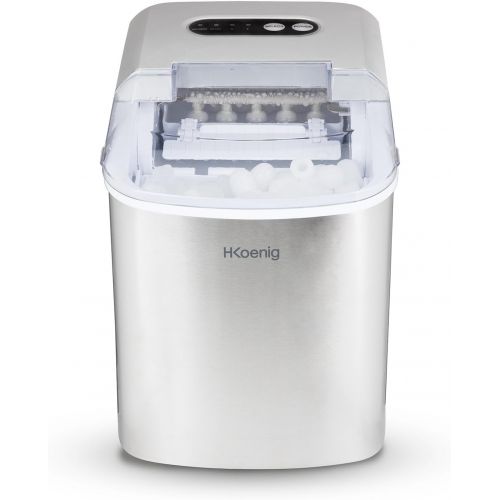  H.Koenig KB14 Eiswuerfelmaschine / Eismaschine / 12kg Eiswuerfel / Produktionszeit 6 - 13 Minuten / 2 Eiswuerfel-Groessen / ohne Wasseranschluss / 150 W / Edelstahl / silber