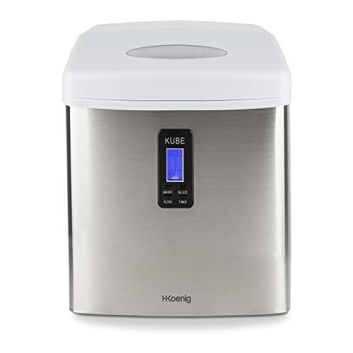  H.Koenig KB15 Eiswuerfelmaschine / Eismaschine / 15kg Eiswuerfel pro Tag / Produktionszeit 6 - 15 Minuten / 3 Eiswuerfel-Groessen / ohne Wasseranschluss / 110 W / Edelstahl / silber