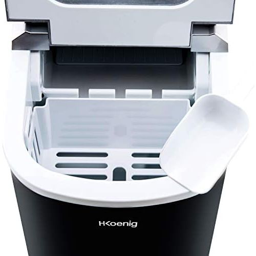  H.Koenig KB12 Eiswuerfelmaschine / Eismaschine / 12kg Eiswuerfel / Produktionszeit 6 - 12 Minuten / 2 Eiswuerfel-Groessen / ohne Wasseranschluss / 90 W / Edelstahl / schwarz