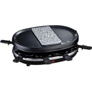 H.Koenig RP80 Raclette-Gerat / 8 Personen / Naturstein und Grillplatte / mit Pfannchen / 900 W / schwarz