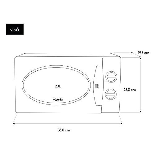  H.Koenig VIO6 Mikrowelle / 20 L Kapazitat / Teller Druchmesser 24,5 cm / 5 Programme / Auftaufunktion / 700 W / weiss