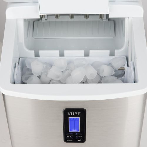 H.Koenig Eiswuerfelmaschine KB15 - ca. 15 kg Eiswuerfel pro Tag - Produktionszeit 6-13 min. - 3 Eiswuerfelgroessen - Wasserstandsanzeige, 100 W - Edelstahl - Silber -