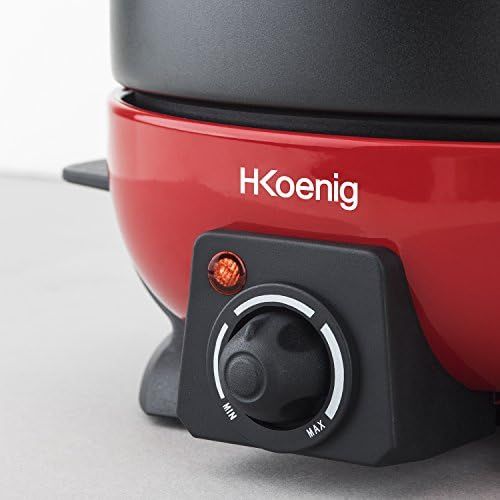  H.Koenig ALP1800 Electric Fondue Set / 6 People / 6 Fondue Forks / Temperature 25 °C to 190 °C / 2 L / Non Stick Coating / 800 W / Red / Black