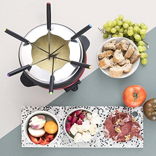  H.Koenig ALP1800 Electric Fondue Set / 6 People / 6 Fondue Forks / Temperature 25 °C to 190 °C / 2 L / Non Stick Coating / 800 W / Red / Black