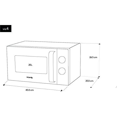  [아마존베스트]H.Koenig VIO4 Microwave / 20 L / Turntable 24.5 cm / 6 Cooking Levels / 700 W / Timer