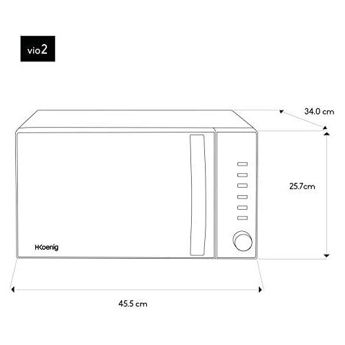  [아마존베스트]H.Koenig VIO2 Microwave VIO2-20L Turntable 24.5 cm Multifunction 6 Heat Settings and Defrost Function Timer up to 30 Mins Powerful 700 W Plastic 20 Litres