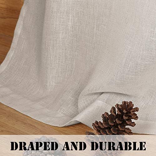  H.VERSAILTEX 52 - Inch Width by 96 - Inch Length Linen White Curtains Light Filtering Draperies for Living RoomBedroomKids RoomKitchen, Rod Pocket Window Panels -Set of 2, White