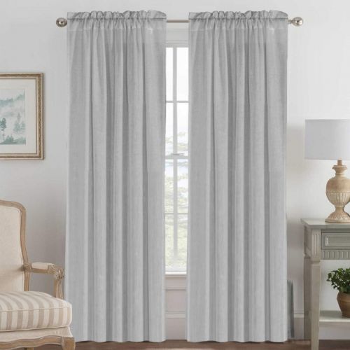  H.VERSAILTEX 52 - Inch Width by 96 - Inch Length Linen White Curtains Light Filtering Draperies for Living RoomBedroomKids RoomKitchen, Rod Pocket Window Panels -Set of 2, White