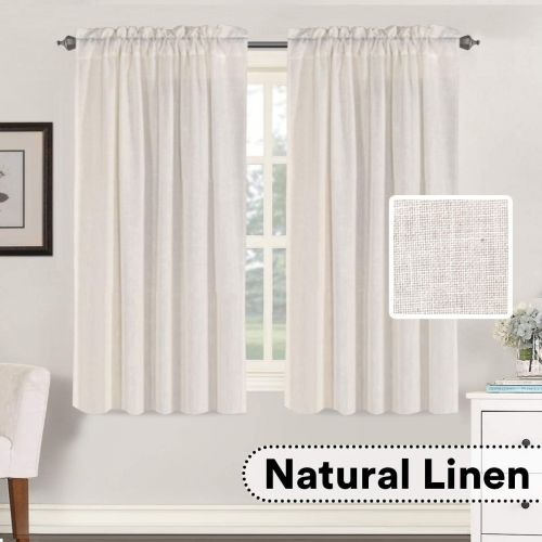  H.VERSAILTEX 52 - Inch Width by 96 - Inch Length Linen White Curtains Light Filtering Draperies for Living RoomBedroomKids RoomKitchen, Rod Pocket Window Panels -Set of 2, White