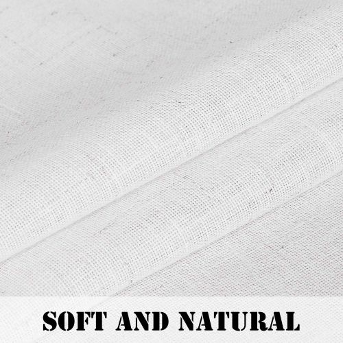  H.VERSAILTEX 52 - Inch Width by 96 - Inch Length Linen White Curtains Light Filtering Draperies for Living RoomBedroomKids RoomKitchen, Rod Pocket Window Panels -Set of 2, White
