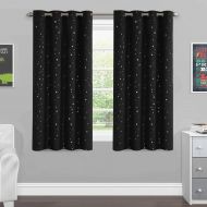 H.VERSAILTEX Full Blackout Curtains for Bedroom - Thermal Insulated Nursery Essential Starry Night Sleep-Enhancing Ring Top Drape Primitive Navy Stars Window Treatment for Kids Room (2 Panels,