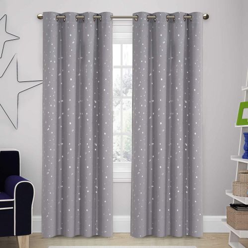  H.VERSAILTEX Full Blackout Curtains for Bedroom - Thermal Insulated Nursery Essential Starry Night Sleep-Enhancing Ring Top Drape Primitive Navy Stars Window Treatment for Kids Room (2 Panels,