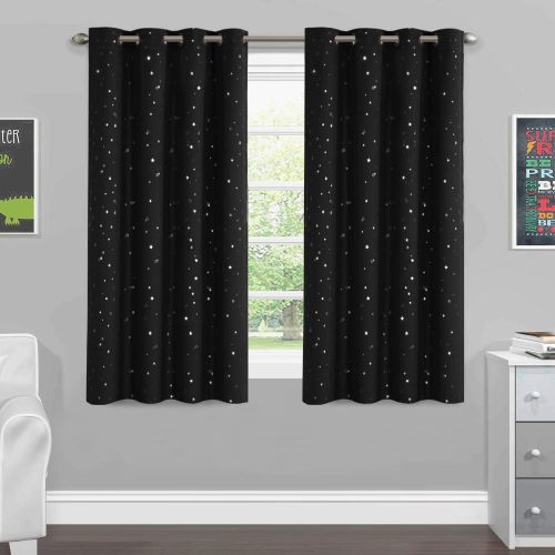  H.VERSAILTEX Full Blackout Curtains for Bedroom - Thermal Insulated Nursery Essential Starry Night Sleep-Enhancing Ring Top Drape Primitive Navy Stars Window Treatment for Kids Room (2 Panels,