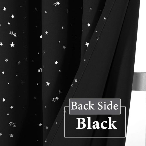  H.VERSAILTEX Full Blackout Curtains for Bedroom - Thermal Insulated Nursery Essential Starry Night Sleep-Enhancing Ring Top Drape Primitive Navy Stars Window Treatment for Kids Room (2 Panels,