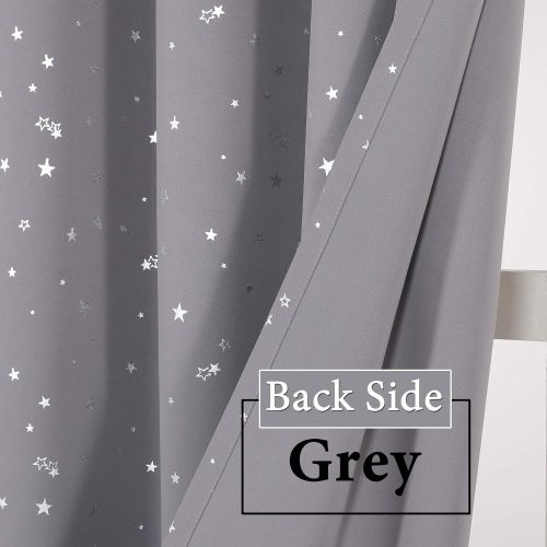  H.VERSAILTEX Full Blackout Curtains for Bedroom - Thermal Insulated Nursery Essential Starry Night Sleep-Enhancing Ring Top Drape Primitive Navy Stars Window Treatment for Kids Room (2 Panels,