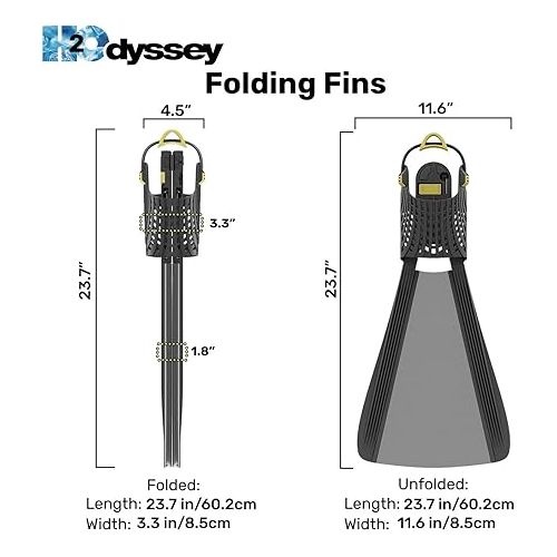  Folding Fins - Scuba Diving Full Foot Fins - Lightweight and Durable