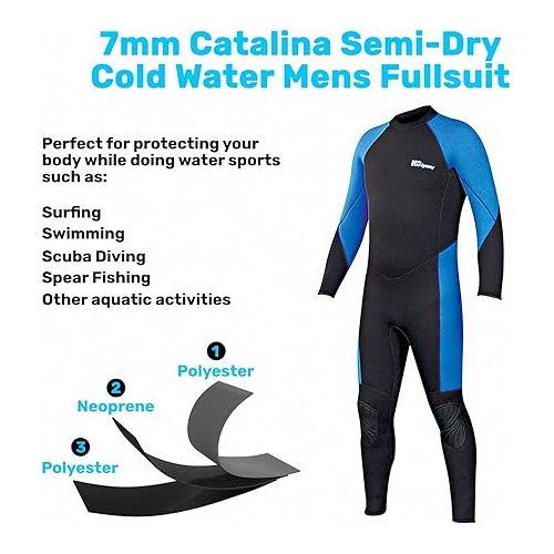  Catalina 7mm Men's Semi-Dry Wetsuit - Cold Water Deep Sea Swim Suit