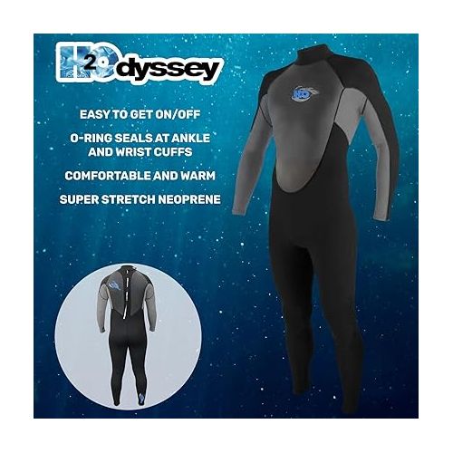  Momentum 4/3mm Wetsuit for Men - Mens Long Sleeve Swimsuit for Surf Board and Deep Sea Diving - 4 Way Stretch Material Mens Swimsuit