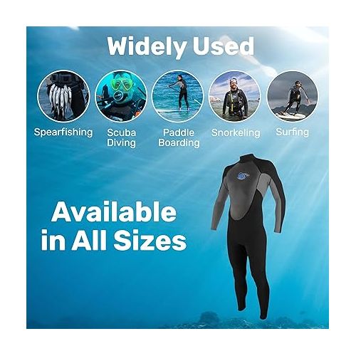  Momentum 4/3mm Wetsuit for Men - Mens Long Sleeve Swimsuit for Surf Board and Deep Sea Diving - 4 Way Stretch Material Mens Swimsuit