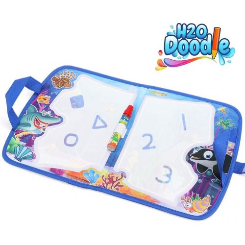  [아마존베스트]H2o Doodle Water Doodle Mat-Aqua Magic Mat-Doodle Board for Road Trip Activities for Kids-Water Drawing Mat-Aqua Mat for Color Wonder(Sea Life T)