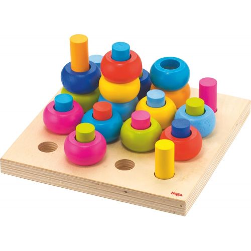  [아마존베스트]HABA Palette of Pegs - 32 Piece Wooden Pegging & Arranging Game for Ages 2 and Up