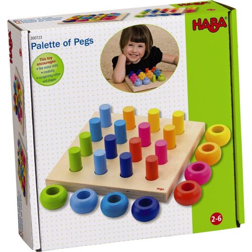  [아마존베스트]HABA Palette of Pegs - 32 Piece Wooden Pegging & Arranging Game for Ages 2 and Up