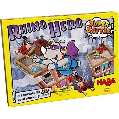  [아마존베스트]HABA Rhino Hero Super Battle - A Turbulent 3D Stacking Game Fun for All Ages (Made in Germany)