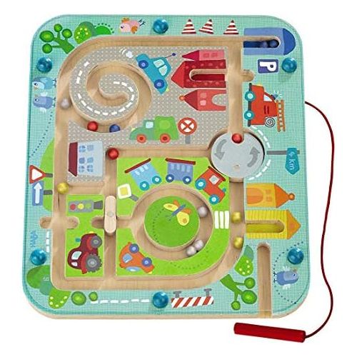  [아마존베스트]HABA Town Maze Magnetic Game Developmental STEM Activity Encourages Fine Motor Skills & Color Recognition with Roundabout, Roadblock and Fun City Theme