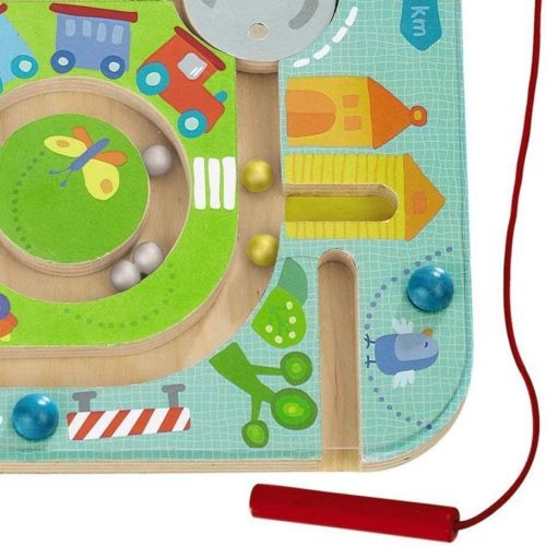  [아마존베스트]HABA Town Maze Magnetic Game Developmental STEM Activity Encourages Fine Motor Skills & Color Recognition with Roundabout, Roadblock and Fun City Theme