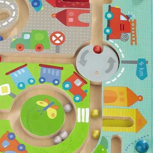 [아마존베스트]HABA Town Maze Magnetic Game Developmental STEM Activity Encourages Fine Motor Skills & Color Recognition with Roundabout, Roadblock and Fun City Theme