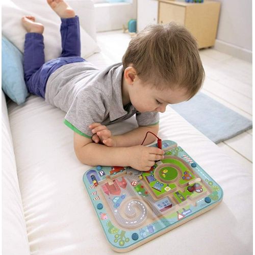  [아마존베스트]HABA Town Maze Magnetic Game Developmental STEM Activity Encourages Fine Motor Skills & Color Recognition with Roundabout, Roadblock and Fun City Theme