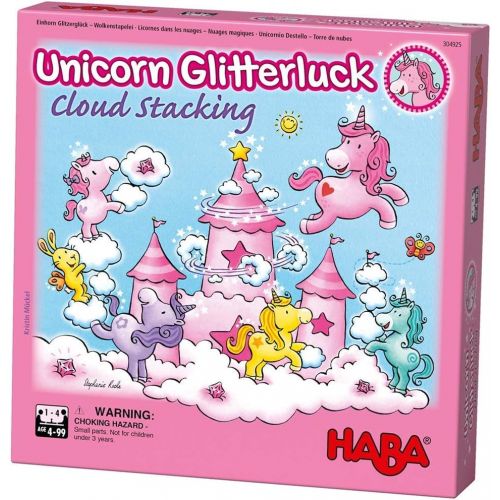  [아마존베스트]HABA Unicorn Glitterluck Cloud Stacking - A Cooperative Roll & Move Dexterity Game for Ages 4 and Up (Made in Germany)