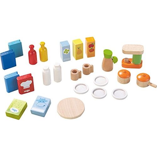  HABA Little Friends Dollhouse Kitchen Accessories - 24 Piece Set for 4 Bendy Dolls