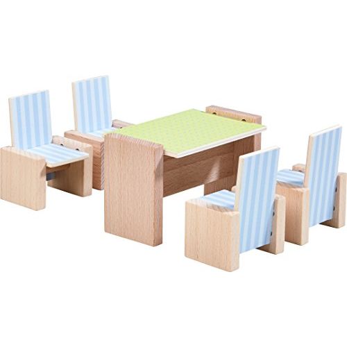  HABA Little Friends Dining Room - Wooden Dollhouse Furniture for 4 Bendy Dolls