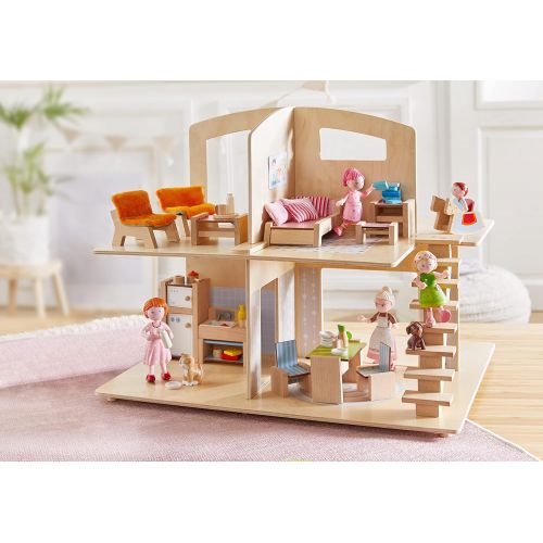  HABA Little Friends Dollhouse Town Villa with 10 Pieces of Furniture