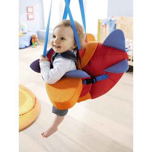  HABA Aircraft Swing  Indoor Mounted Baby Swing with Adjustable Straps, Seatbelt & Propeller for Ages 10 Months and Up