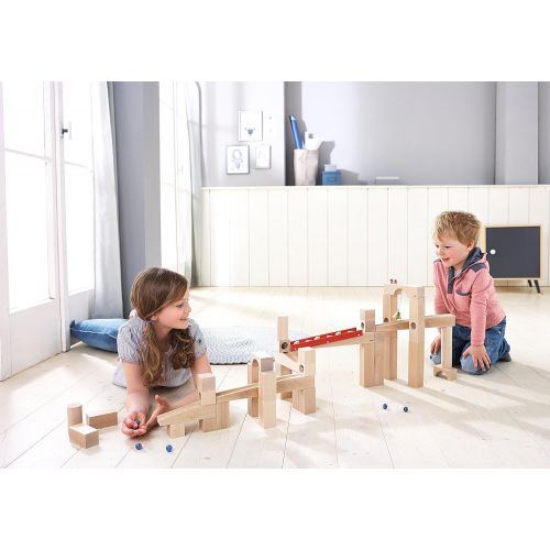  HABA Ball Track Large Basic Set - 42 Piece Wooden Marble Run for Beginner to Expert Architects Ages 3 to 10 (Made in Germany)